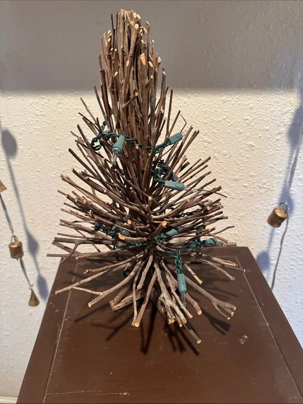 Rustic Brown Twig Holiday Tree with Warm White Lights